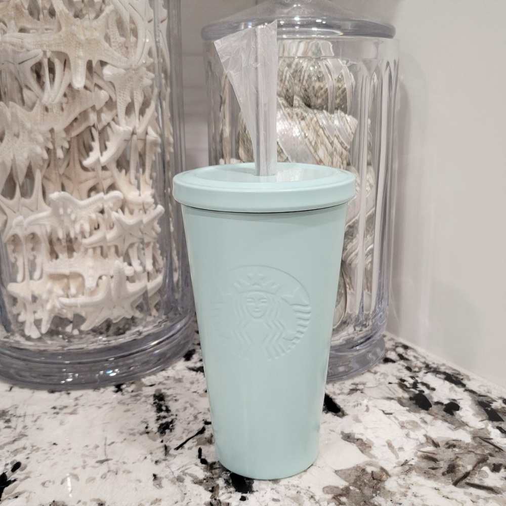 Starbucks Blue Reusable Cold Tumbler with Lid and Straw Stainless Steel Cup
